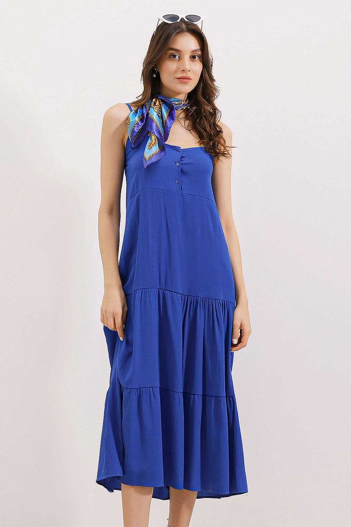 Bigdart 2403 Robe Midi à Bretelles - Bleu marine