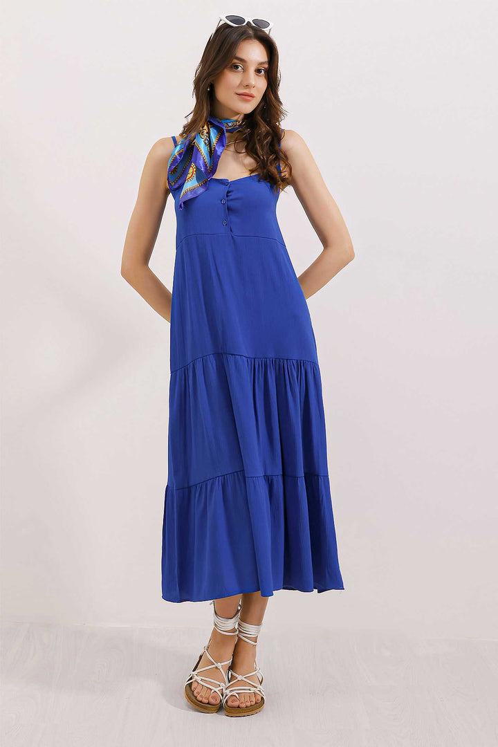 Bigdart 2403 Robe Midi à Bretelles - Bleu marine
