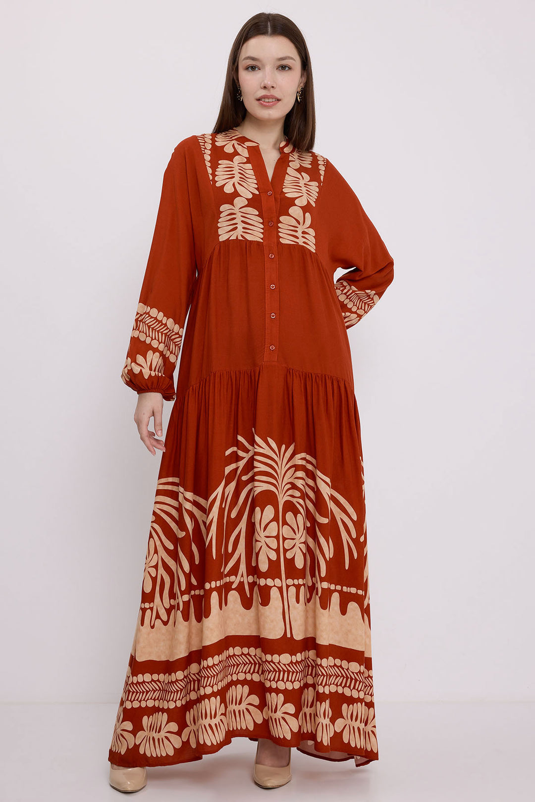 Bigdart Robe de mode modest en vison terracotta pour femme 2423