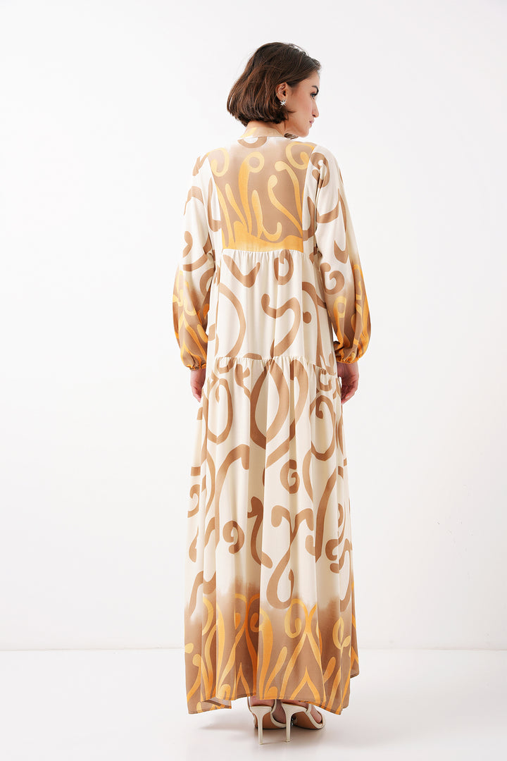 Bigdart 2423 Robe de hijab à motifs authentiques - Clair Jaune