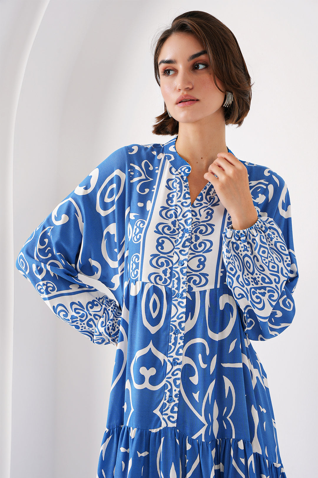 Bigdart 2423 Robe Modeste Imprimée Authentique - Indigo