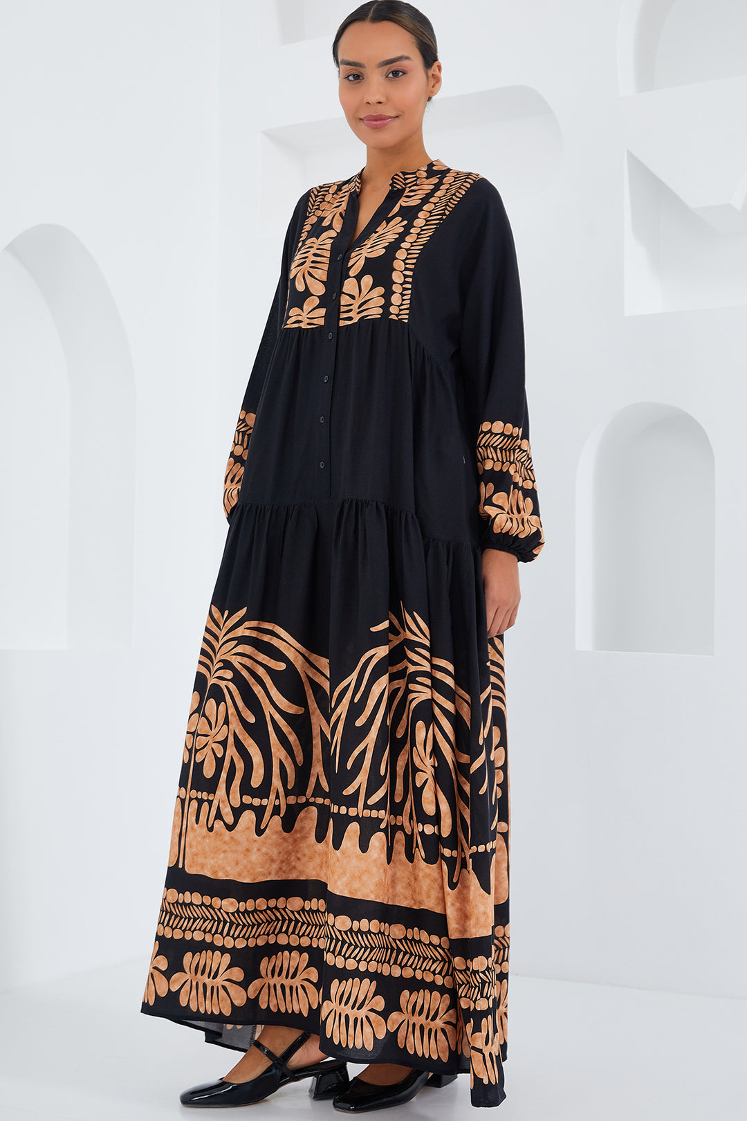Bigdart Robe de hijab en viscose noir vison pour femme 2423