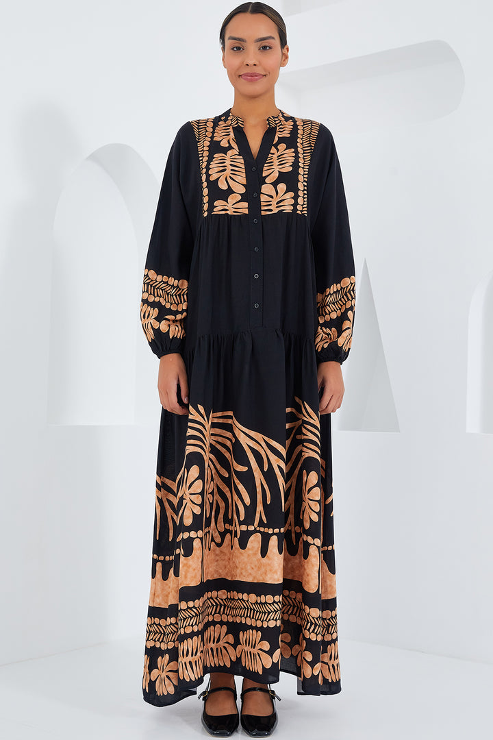 Bigdart Robe de hijab en viscose noir vison pour femme 2423