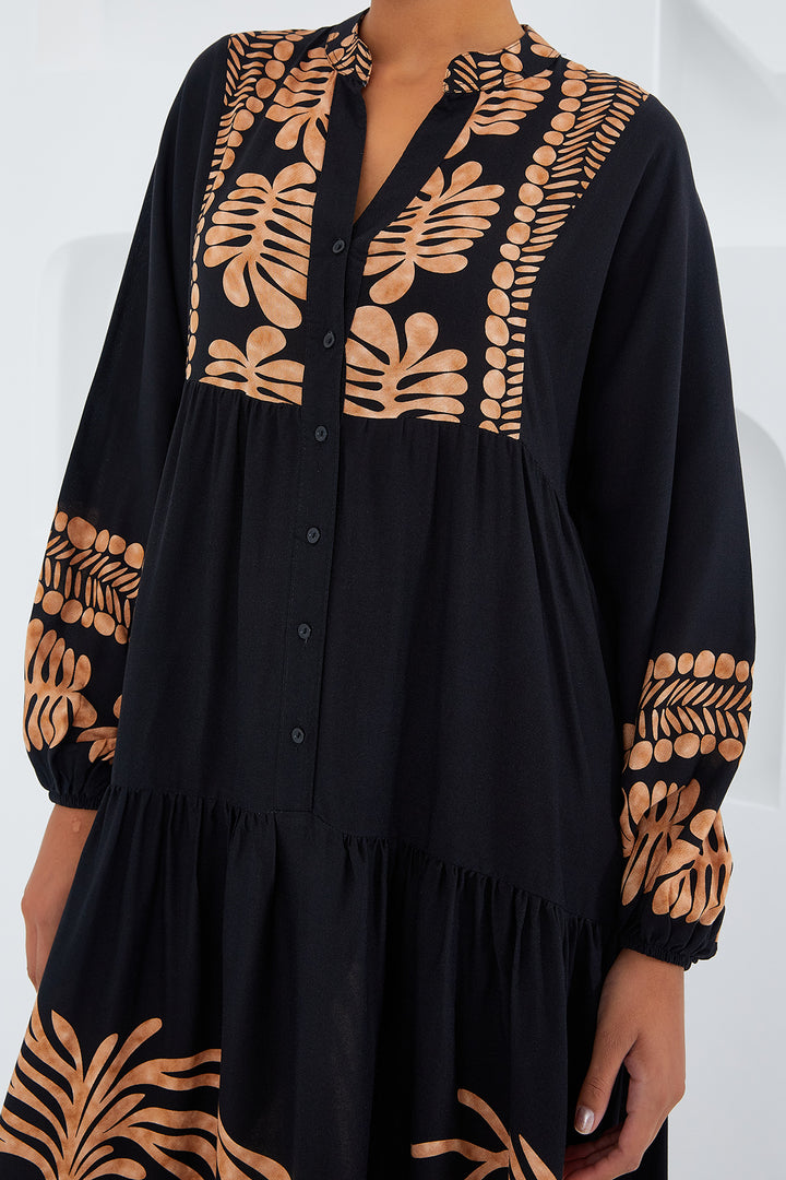 Bigdart Robe de hijab en viscose noir vison pour femme 2423