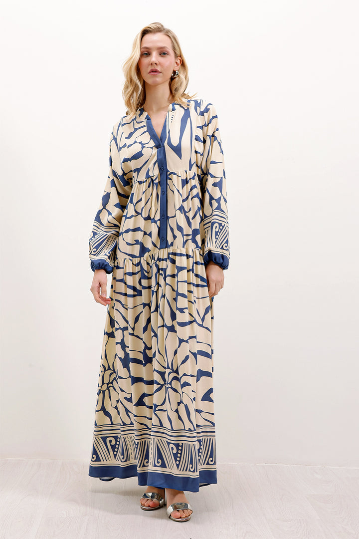 Bigdart 2423 Robe Modeste à Motif Authentique - c. Indigo