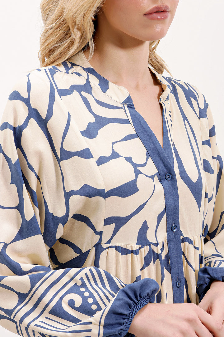 Bigdart 2423 Robe Modeste à Motif Authentique - c. Indigo