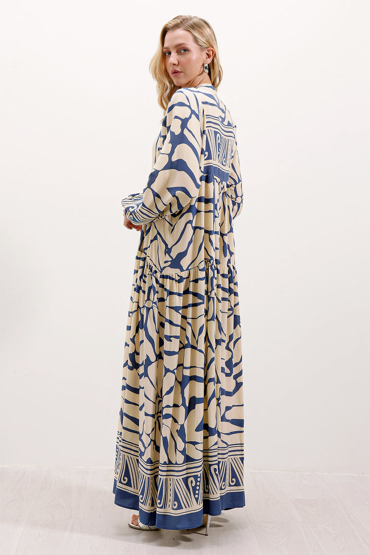 Bigdart 2423 Robe Modeste à Motif Authentique - c. Indigo