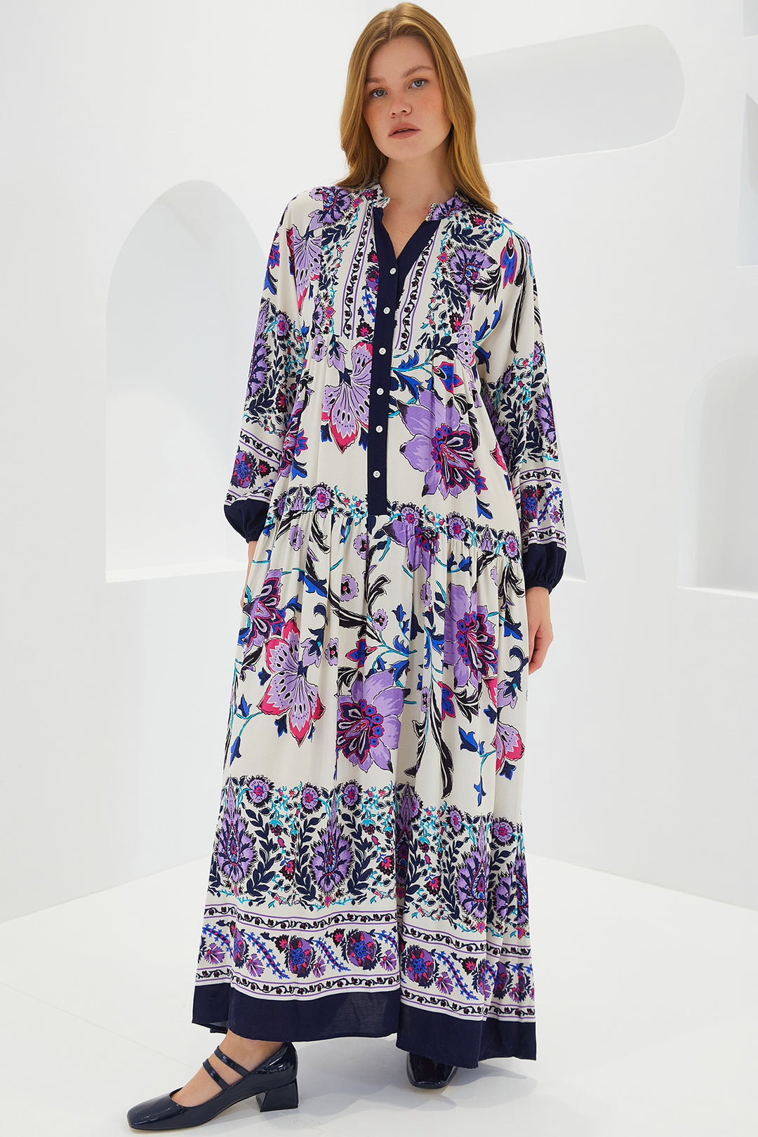 Bigdart Robe Modeste en Viscose Violet Bleu Marine Femme 2423 - c.Bleu marine
