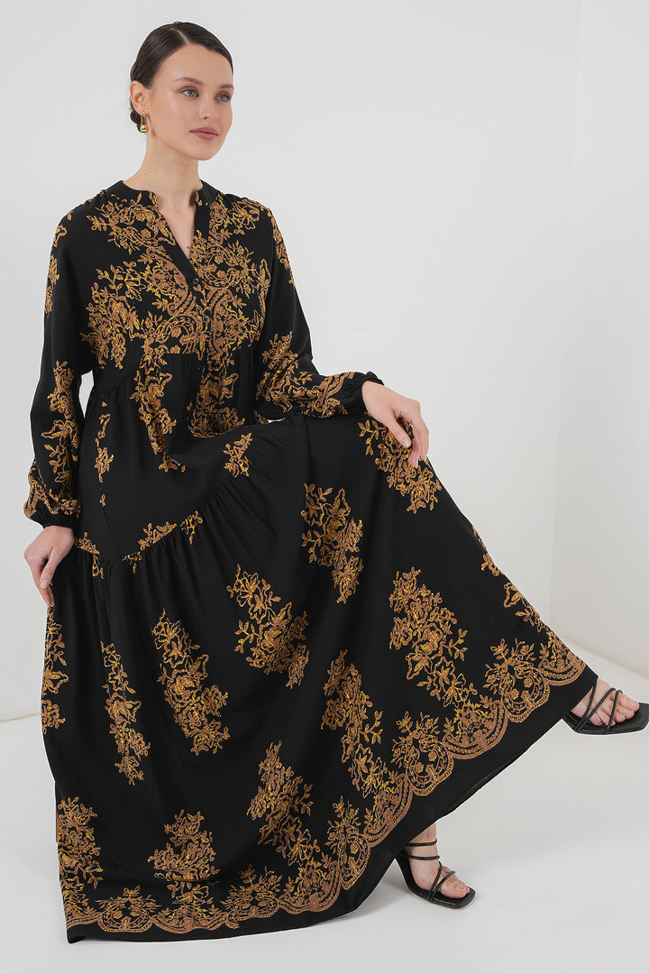 Bigdart Robe pour le hijab à motifs Noir Gold 2423 - Noir