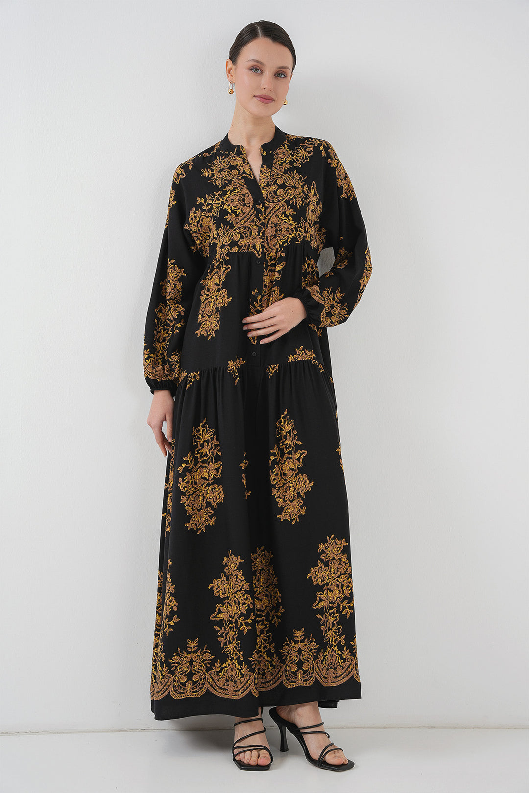 Bigdart Robe pour le hijab à motifs Noir Gold 2423 - Noir