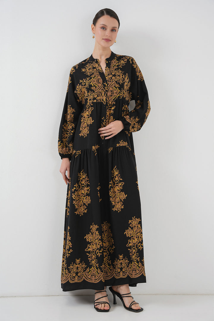 Bigdart Robe pour le hijab à motifs Noir Gold 2423 - Noir