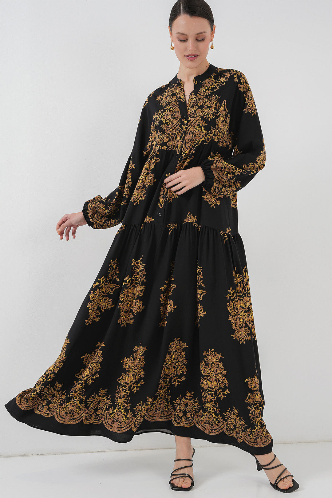 Bigdart Robe pour le hijab à motifs Noir Gold 2423 - Noir