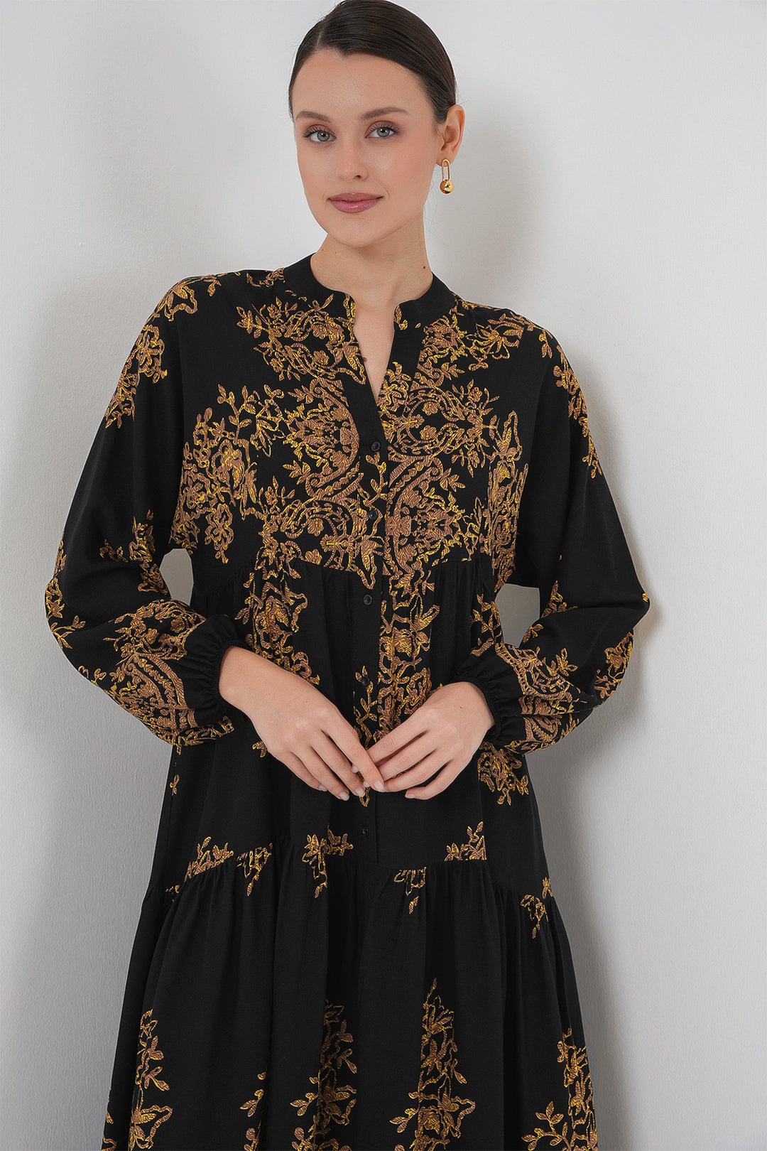 Bigdart Robe pour le hijab à motifs Noir Gold 2423 - Noir