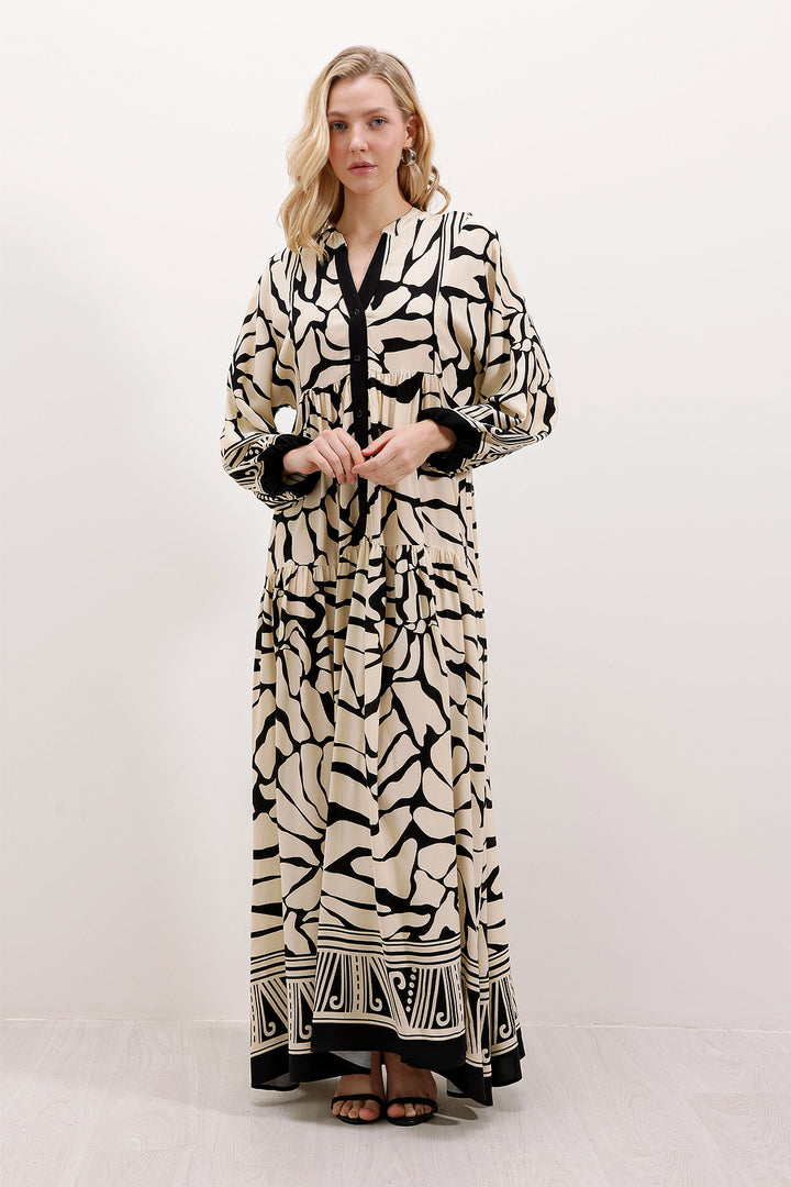 Bigdart 2423 Robe de Modeste à Motifs - c.Noir