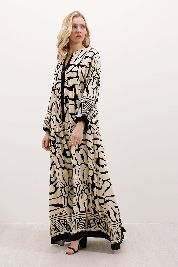 Bigdart 2423 Robe de Modeste à Motifs - c.Noir
