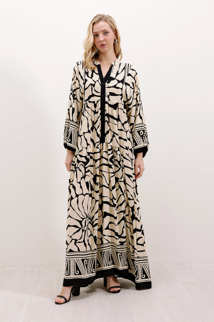 Bigdart 2423 Robe de Modeste à Motifs - c.Noir