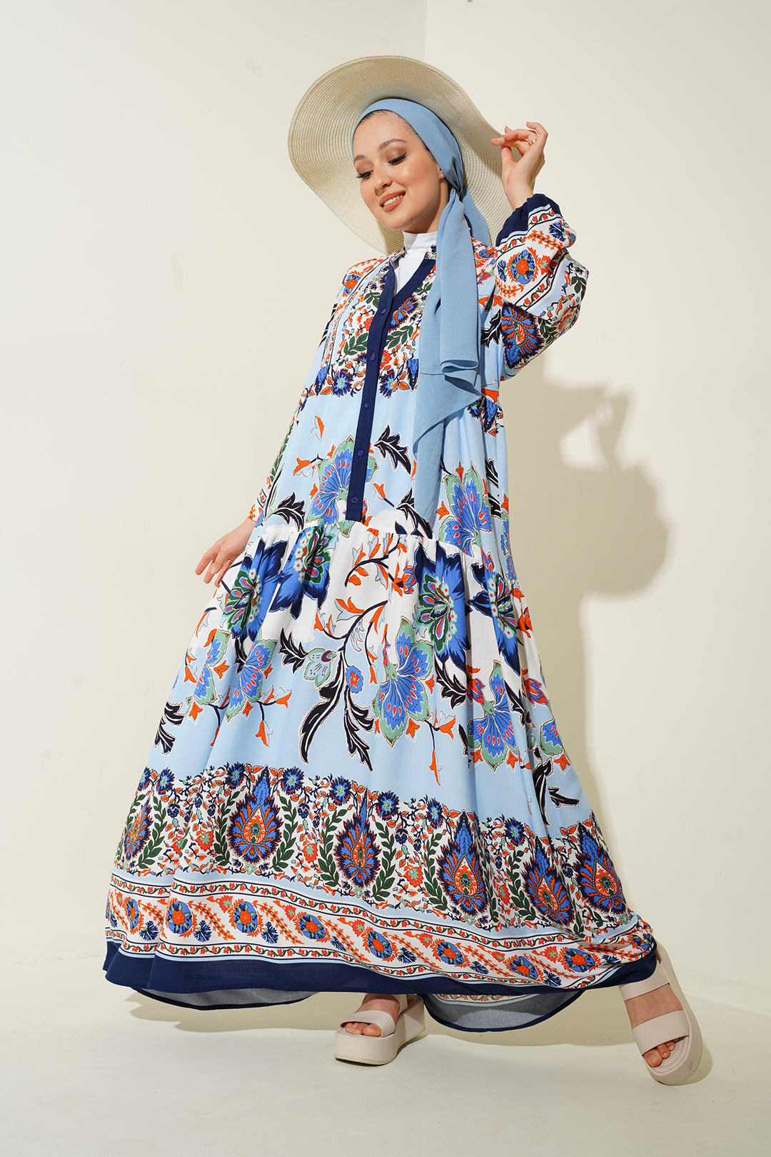 Bigdart 2423 Robe de mode authentique pour le hijab - d.Bleu