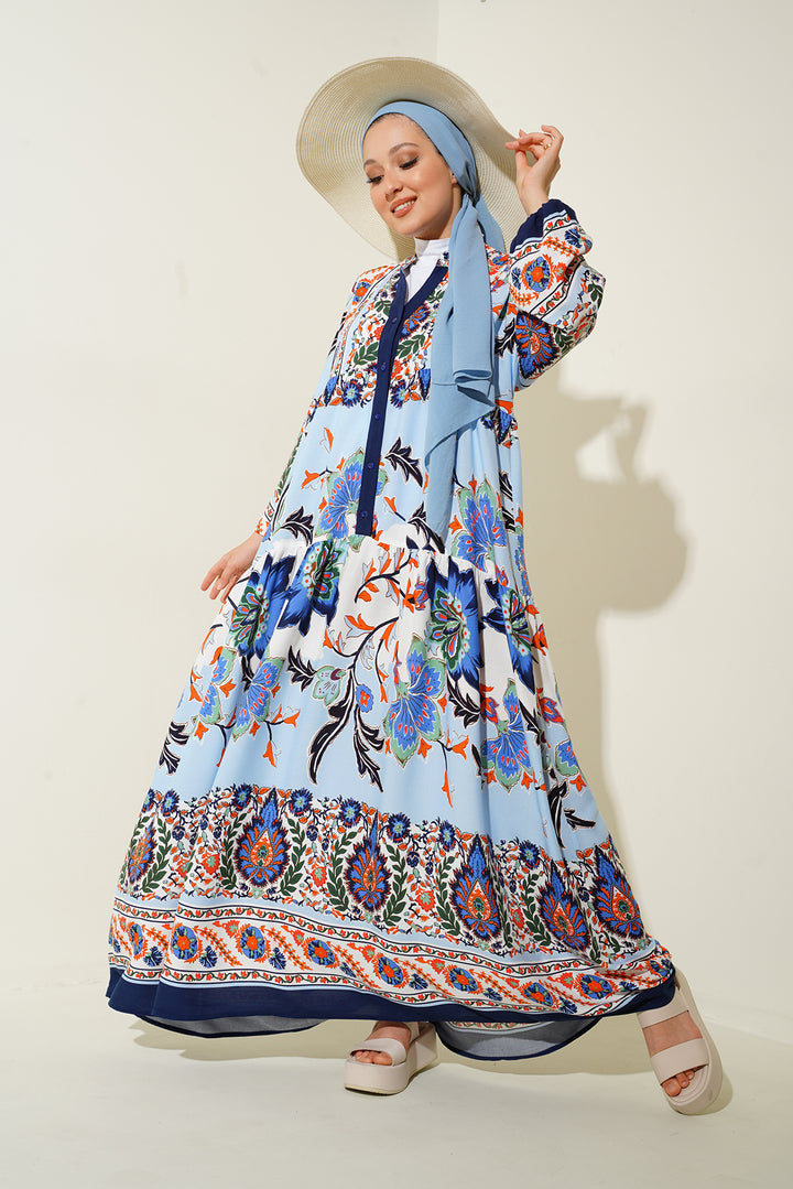 Bigdart 2423 Robe de mode authentique pour le hijab - d.Bleu