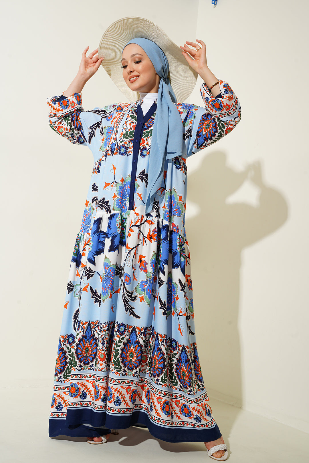 Bigdart 2423 Robe de mode authentique pour le hijab - d.Bleu