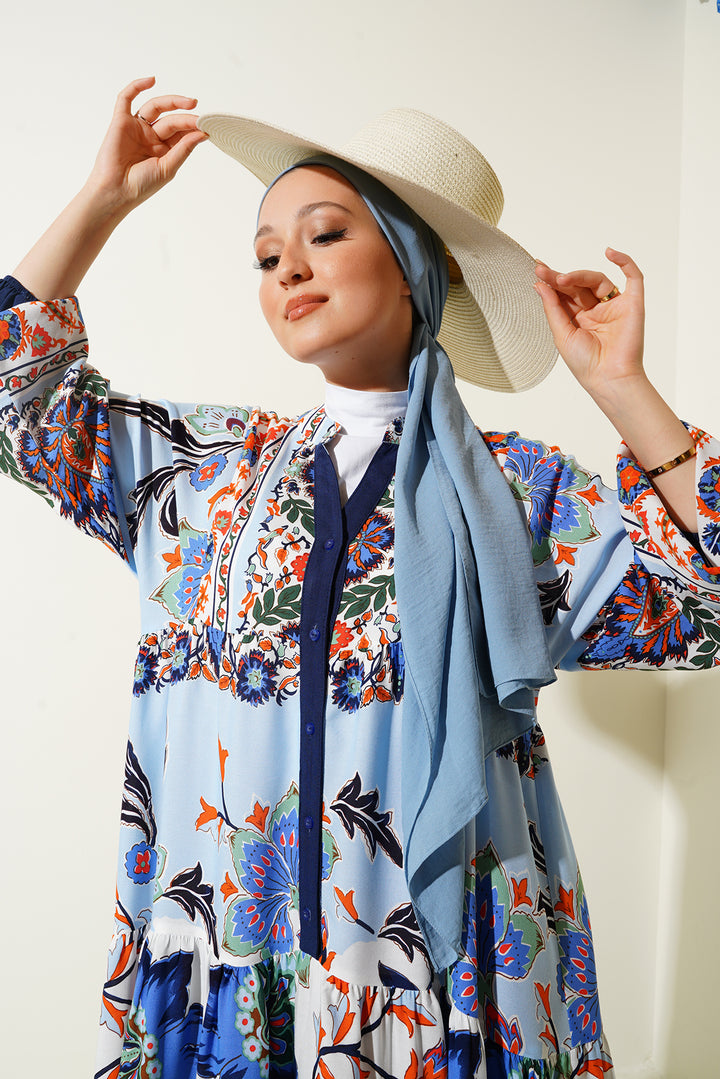 Bigdart 2423 Robe de mode authentique pour le hijab - d.Bleu