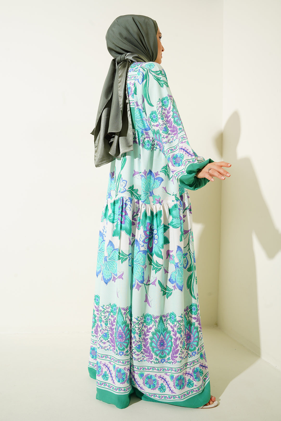 Bigdart 2423 Robe modeste à motifs authentiques - Menthe