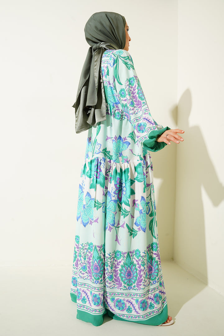 Bigdart 2423 Robe modeste à motifs authentiques - Menthe