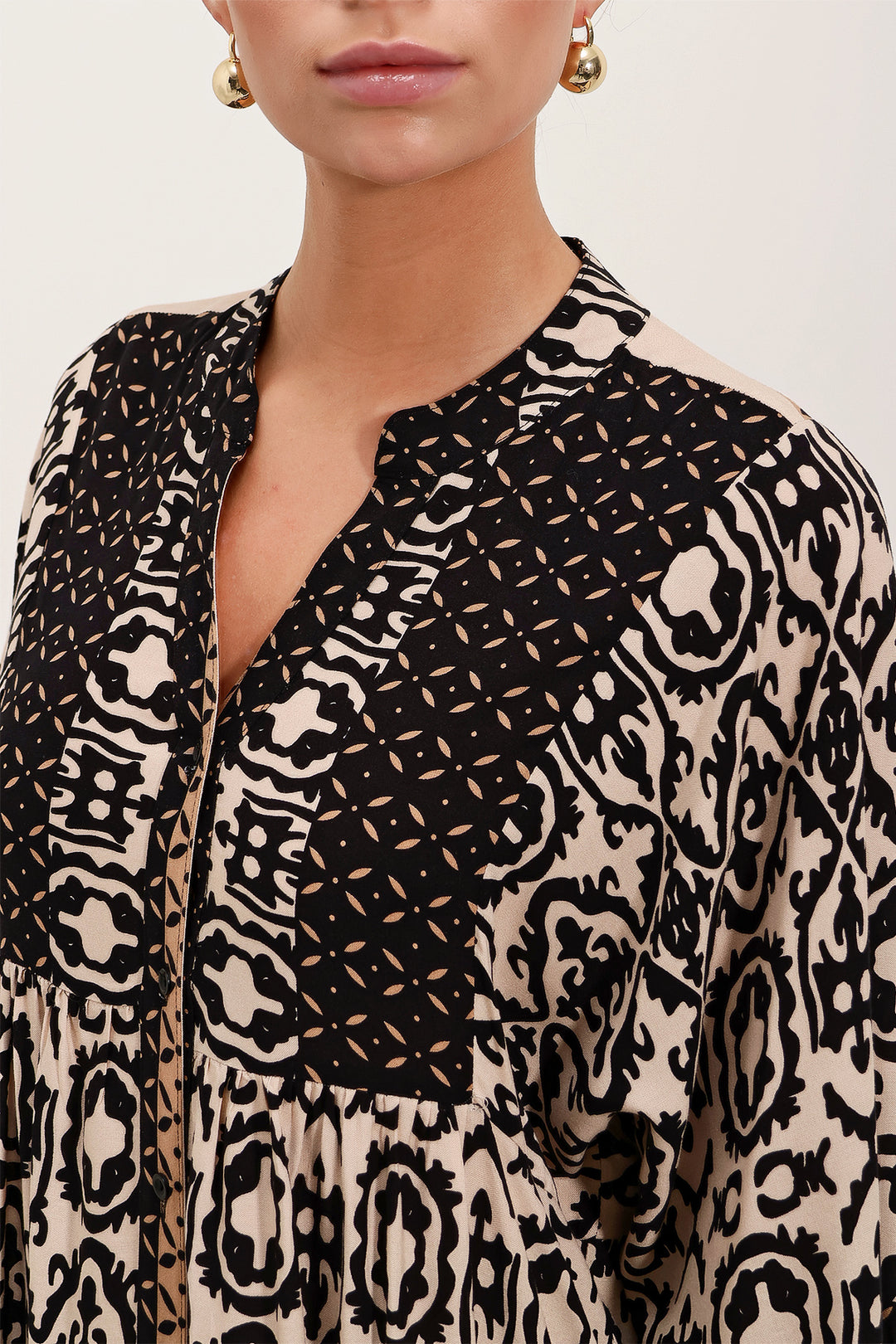 Bigdart Robe de hijab en viscose à motifs noir et beige pour femme 2423 - d. Noir