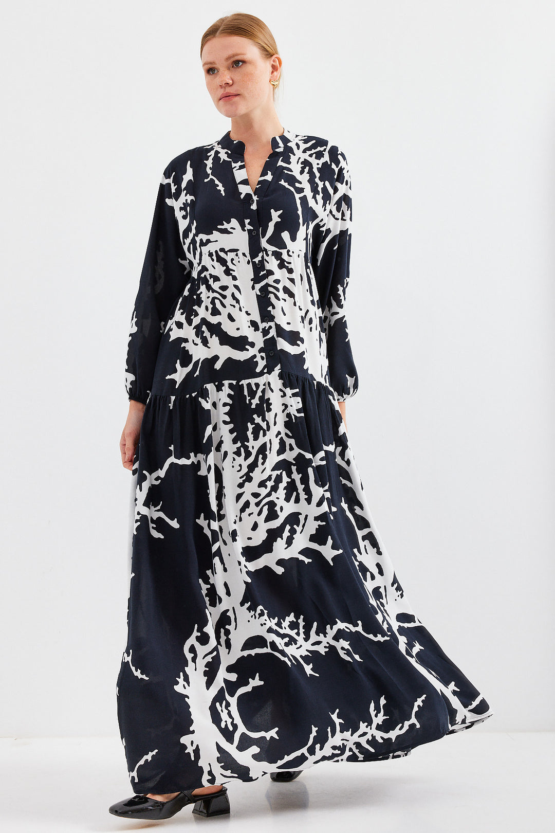 Bigdart Robe de mode en viscose noire et blanche pour femme 2423 - e.Noir
