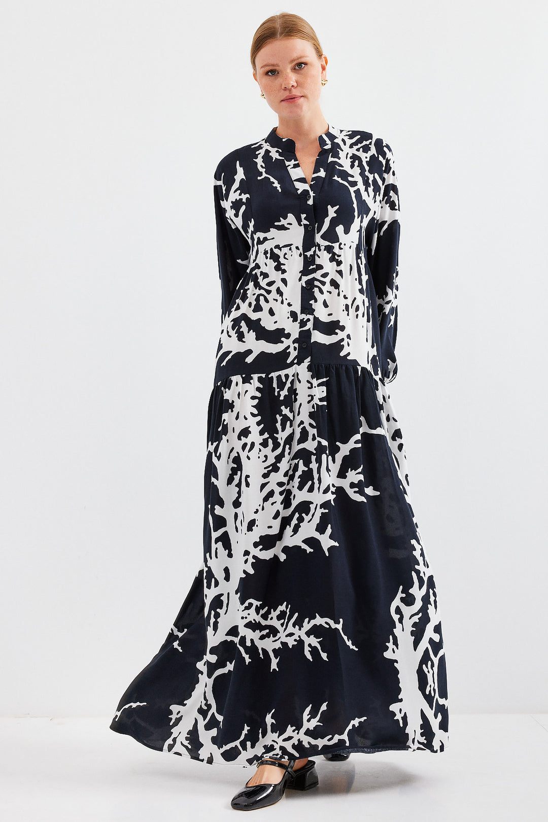 Bigdart Robe de mode en viscose noire et blanche pour femme 2423 - e.Noir