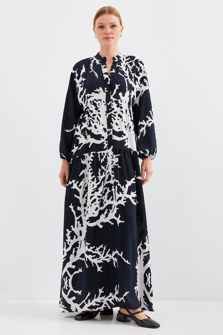 Bigdart Robe de mode en viscose noire et blanche pour femme 2423 - e.Noir