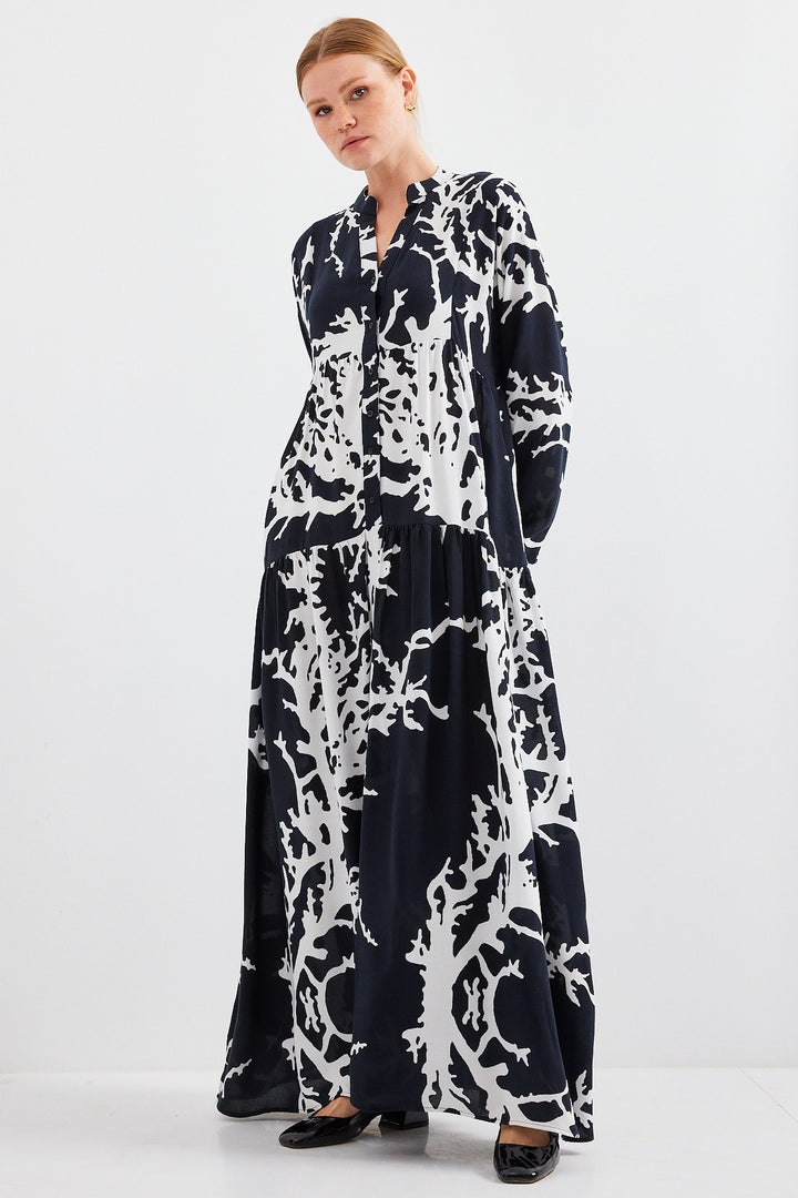 Bigdart Robe de mode en viscose noire et blanche pour femme 2423 - e.Noir