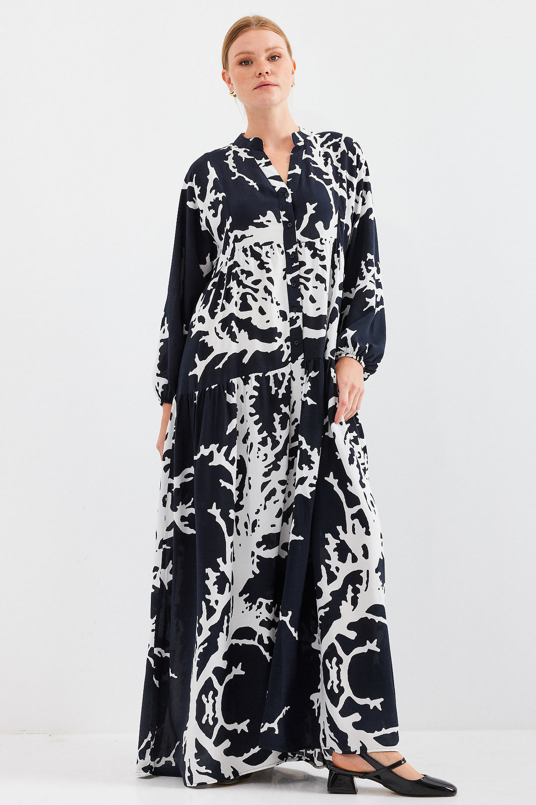 Bigdart Robe de mode en viscose noire et blanche pour femme 2423 - e.Noir