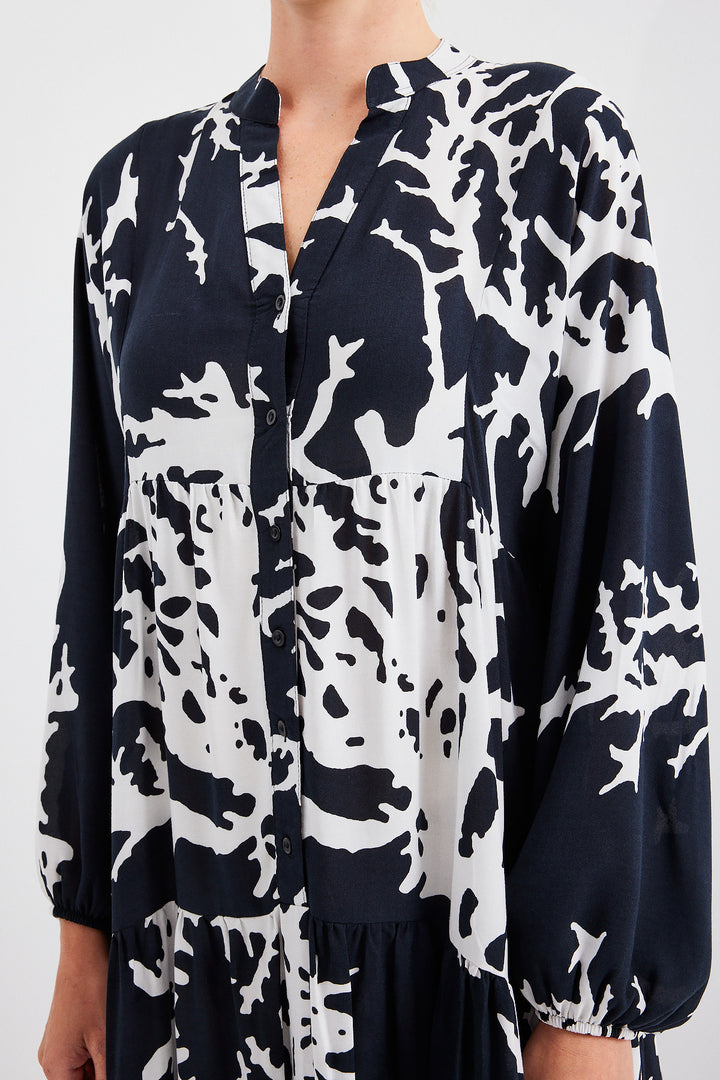 Bigdart Robe de mode en viscose noire et blanche pour femme 2423 - e.Noir