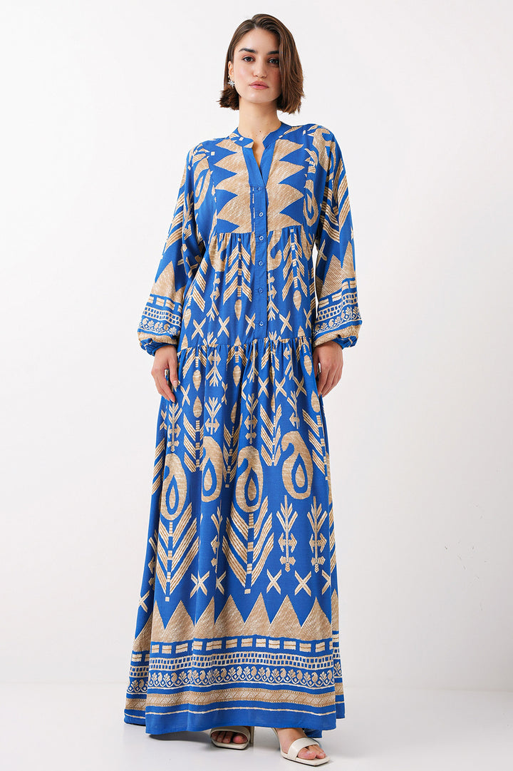 Bigdart Robe de hijab à motif authentique 2423 - Bleu clair