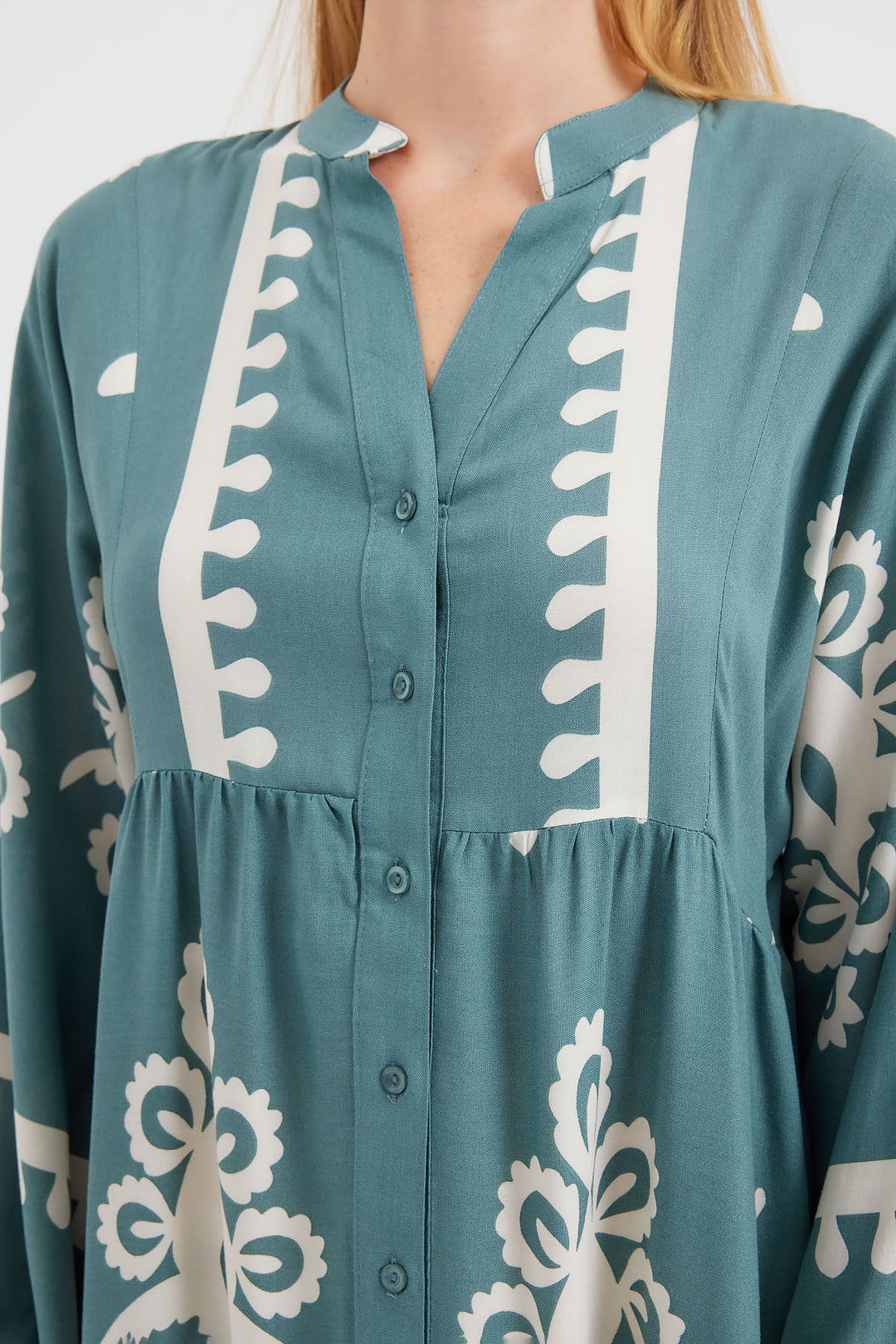 Bigdart 2423 Robe de cérémonie à motifs authentiques - F. Menthe