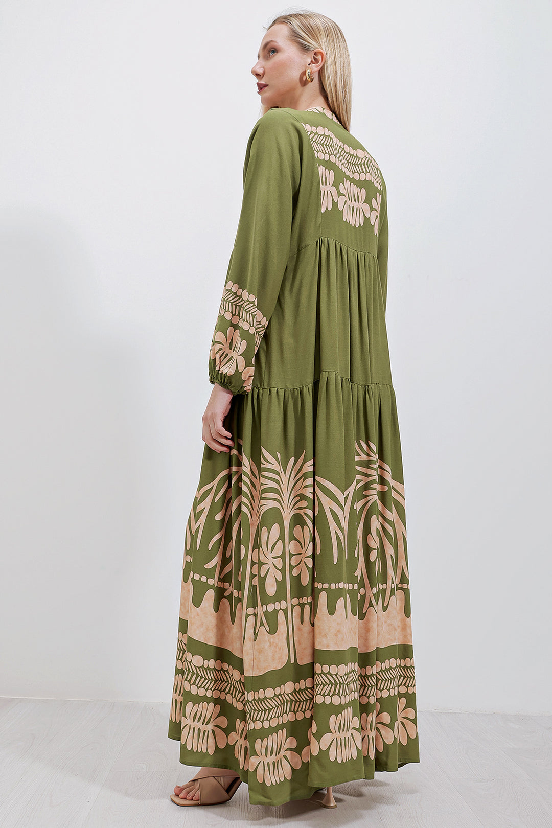 Bigdart 2423 Robe Modeste à Motifs Authentiques - Kaki