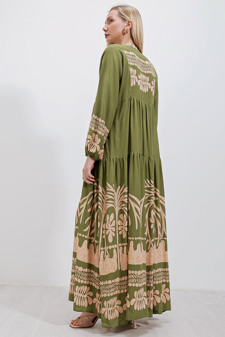 Bigdart 2423 Robe Modeste à Motifs Authentiques - Kaki