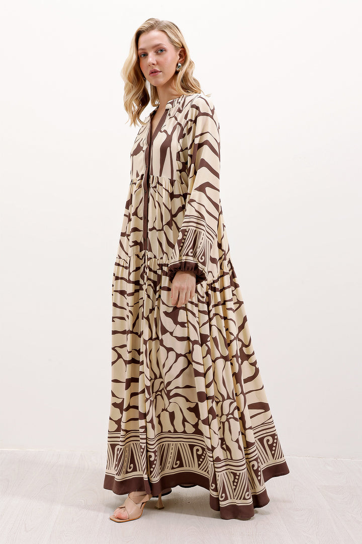 Bigdart Robe de hijab à motifs authentiques 2423 - Marron