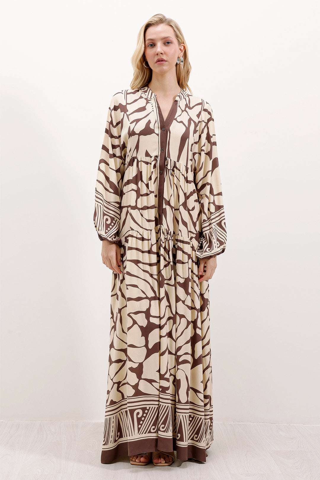 Bigdart Robe de hijab à motifs authentiques 2423 - Marron