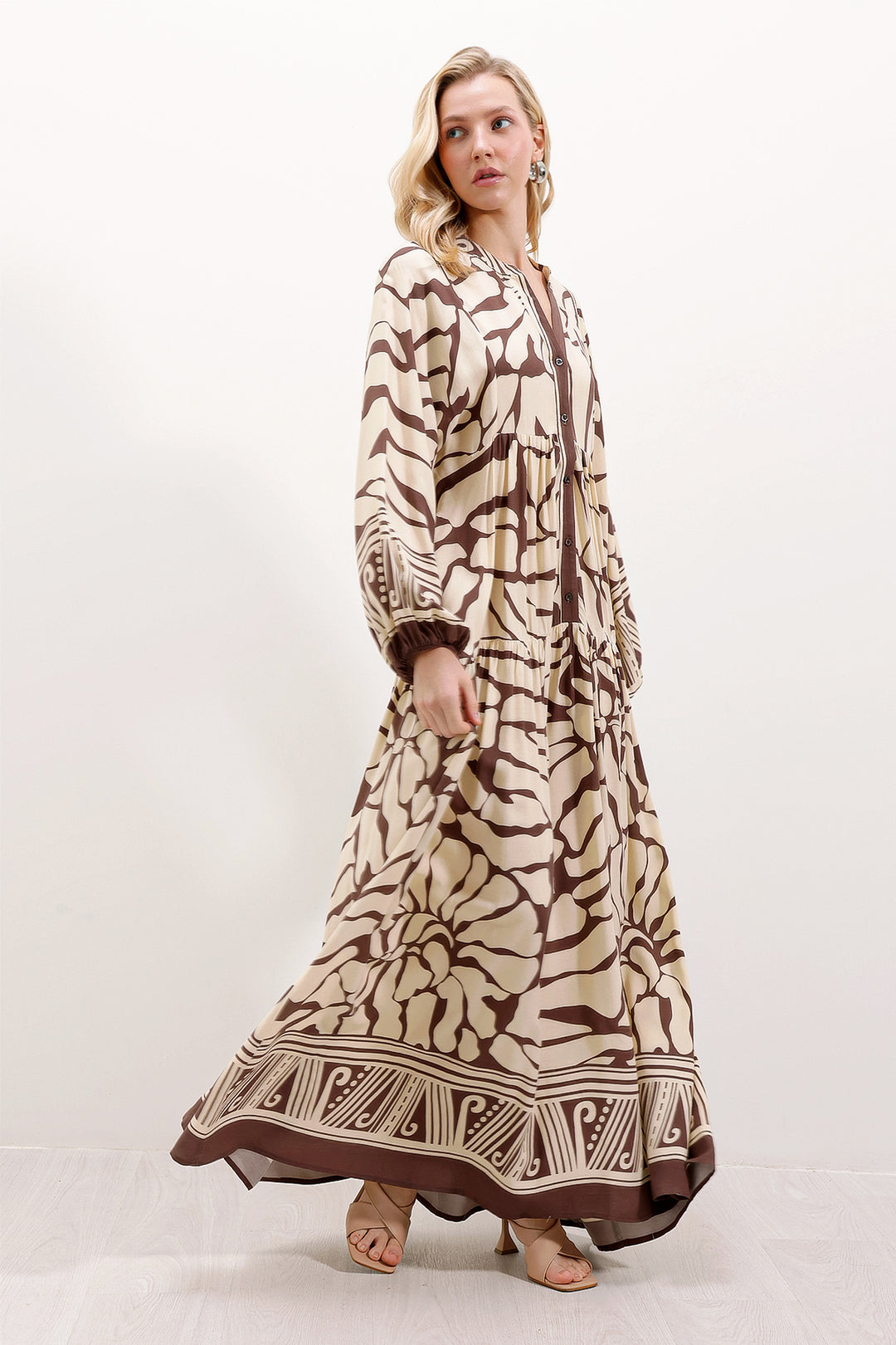 Bigdart Robe de hijab à motifs authentiques 2423 - Marron