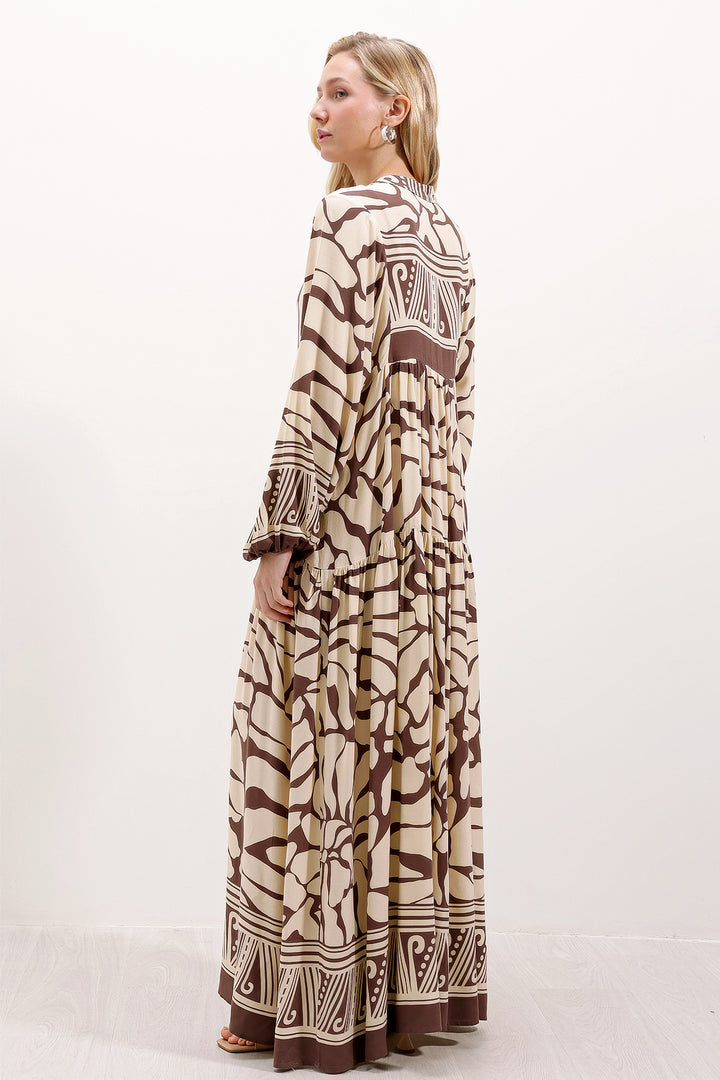 Bigdart Robe de hijab à motifs authentiques 2423 - Marron
