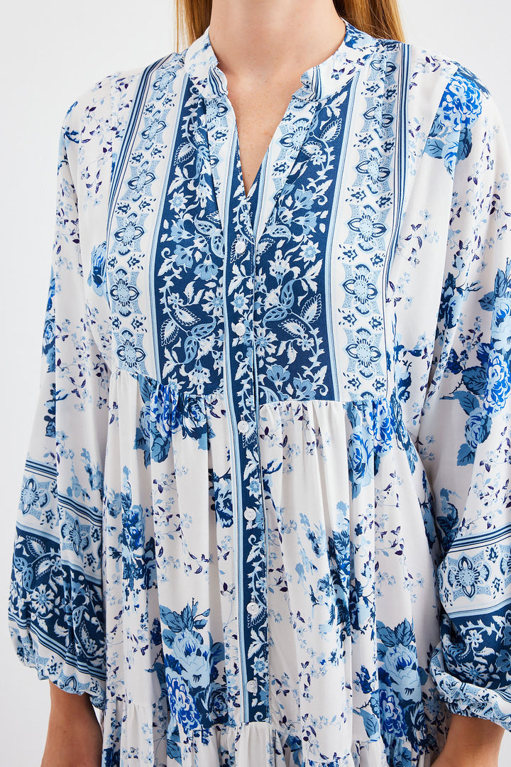 Bigdart Robe de hijab en viscose bleu et blanc pour femme 2423 - Bleu