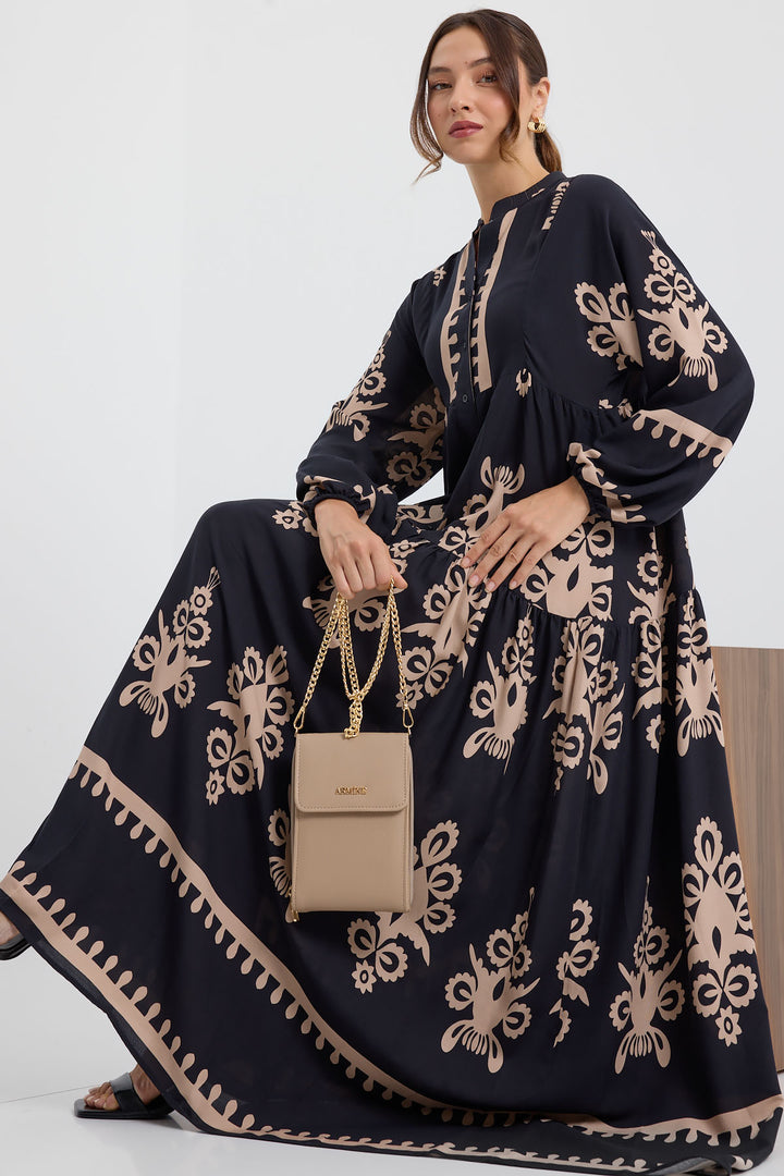 Bigdart Robe de hijab à motifs authentiques 2423 - Noir