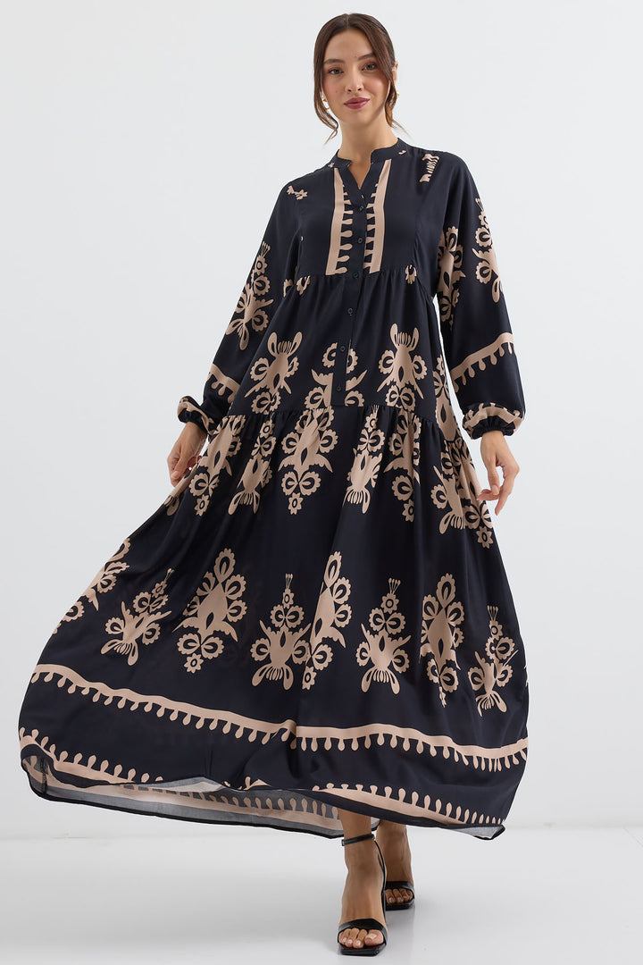 Bigdart Robe de hijab à motifs authentiques 2423 - Noir