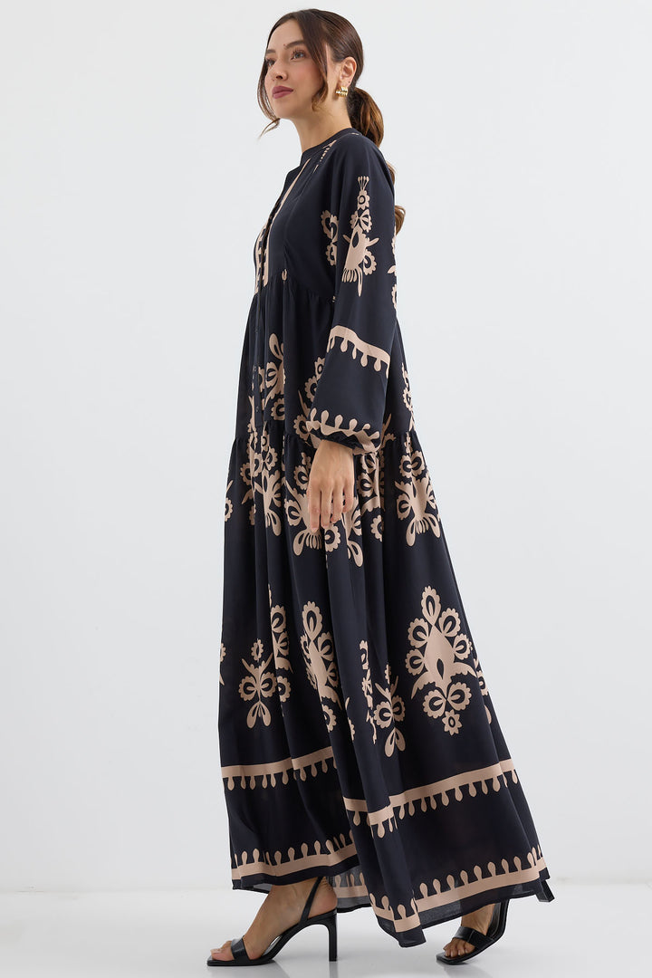 Bigdart Robe de hijab à motifs authentiques 2423 - Noir