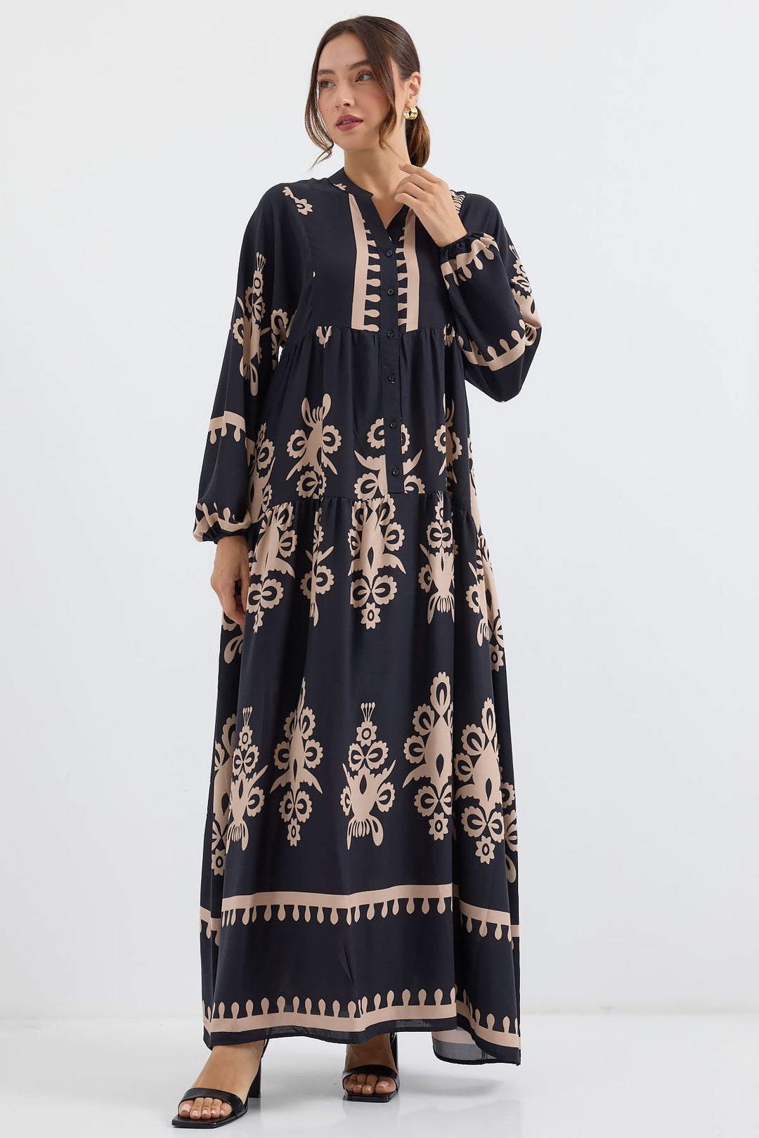 Bigdart Robe de hijab à motifs authentiques 2423 - Noir