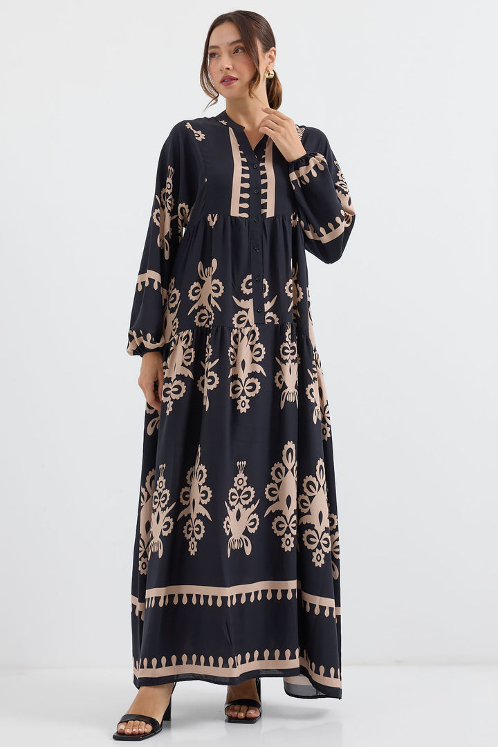 Bigdart Robe de hijab à motifs authentiques 2423 - Noir