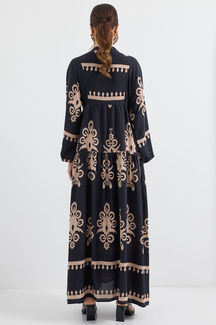 Bigdart Robe de hijab à motifs authentiques 2423 - Noir