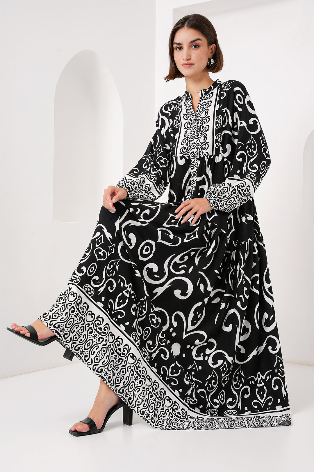 Bigdart Robe de hijab à motif authentique 2423 - o. Noir