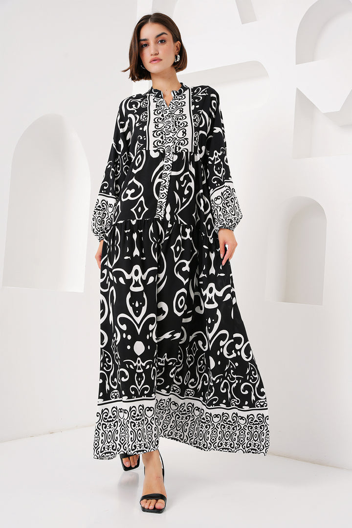 Bigdart Robe de hijab à motif authentique 2423 - o. Noir